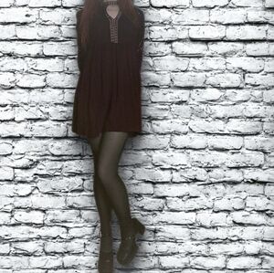 Burgundy Mini Dress with Lace Detail